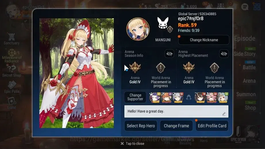Epic Seven Accounts Global Unverif|New Era|8 ML(LOTScales,Barunka,NM L image 2