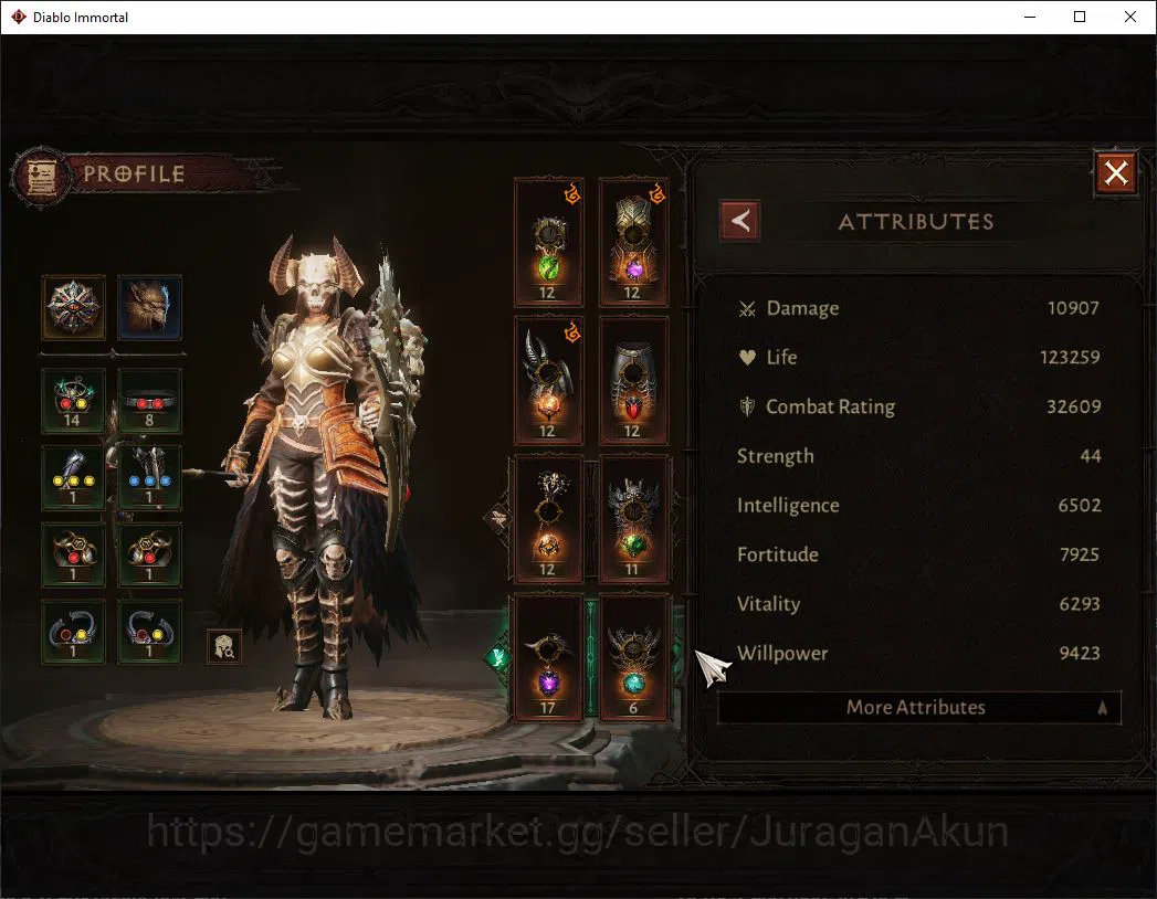 Diablo Immortal Accounts Mid-Tier SEA- Vasilly|Lv60(363)Necromancer|32K CR|Reso 480 |Inferno I|Paragon 4
