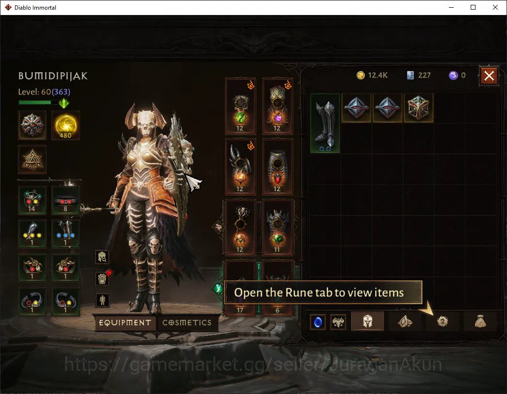 Diablo Immortal Accounts Mid-Tier SEA- Vasilly|Lv60(363)Necromancer|32K CR|Reso 480 |Inferno I|Paragon 6
