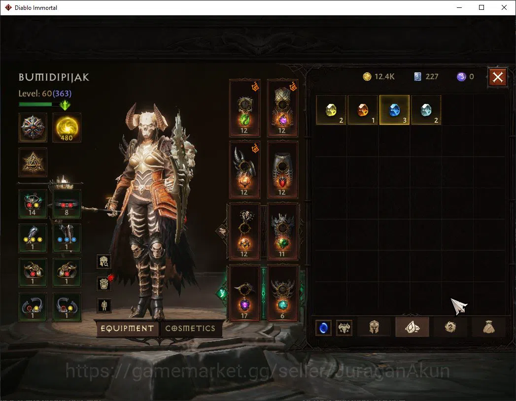 Diablo Immortal Accounts Mid-Tier SEA- Vasilly|Lv60(363)Necromancer|32K CR|Reso 480 |Inferno I|Paragon 7
