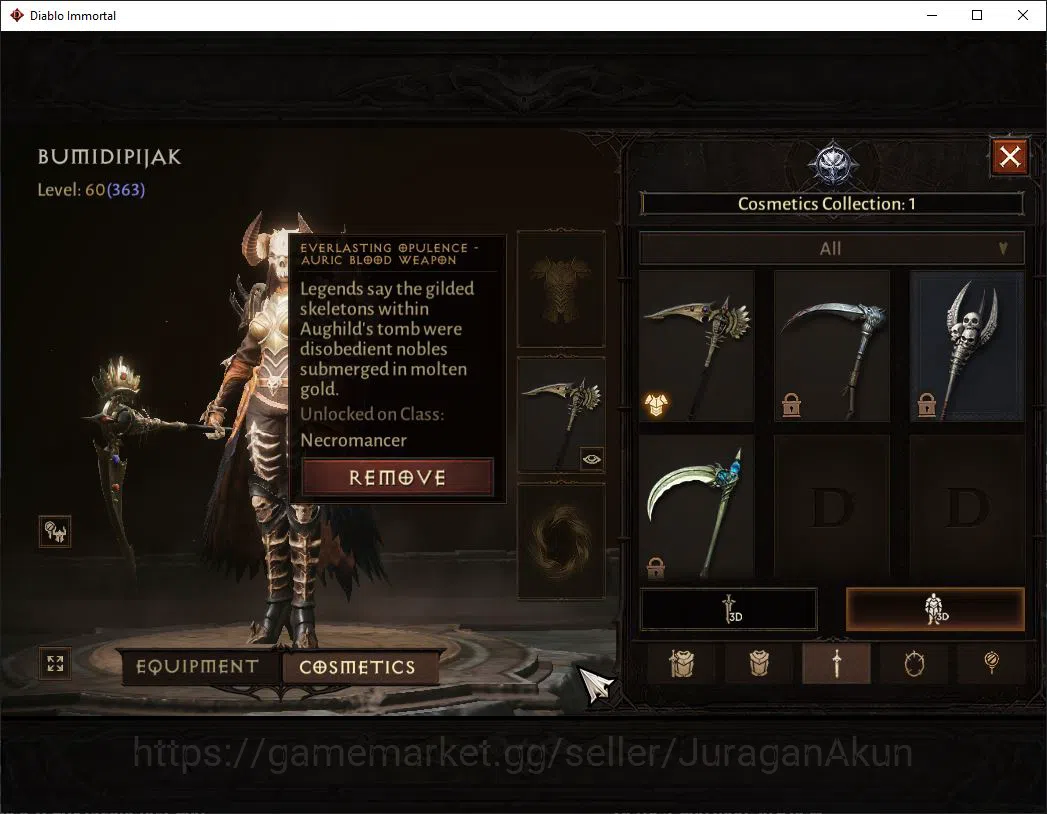 Diablo Immortal Accounts Mid-Tier SEA- Vasilly|Lv60(363)Necromancer|32K CR|Reso 480 |Inferno I|Paragon 9