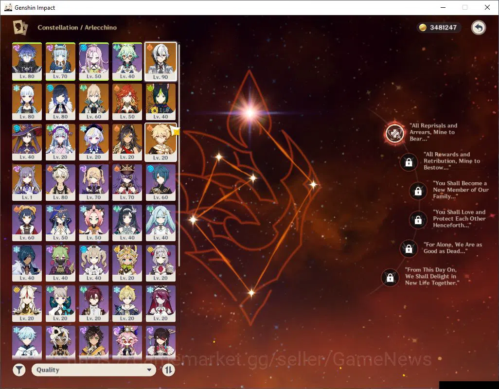 Genshin Impact Accounts ASIA|AR 55|6 Limited +3(*5Weapon)|[ArlecchinoC1,Fl image 4