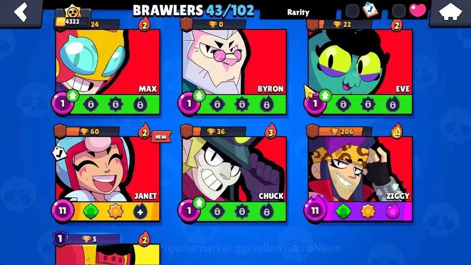 Brawl Stars Accounts 4322 Trophy|7k Bling|43 Brawlers 6 Max Lv |1 Legen image 13