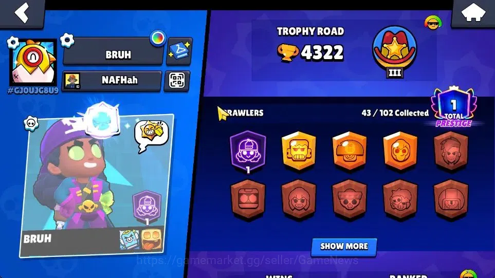 Brawl Stars Accounts 4322 Trophy|7k Bling|43 Brawlers 6 Max Lv |1 Legen image 2