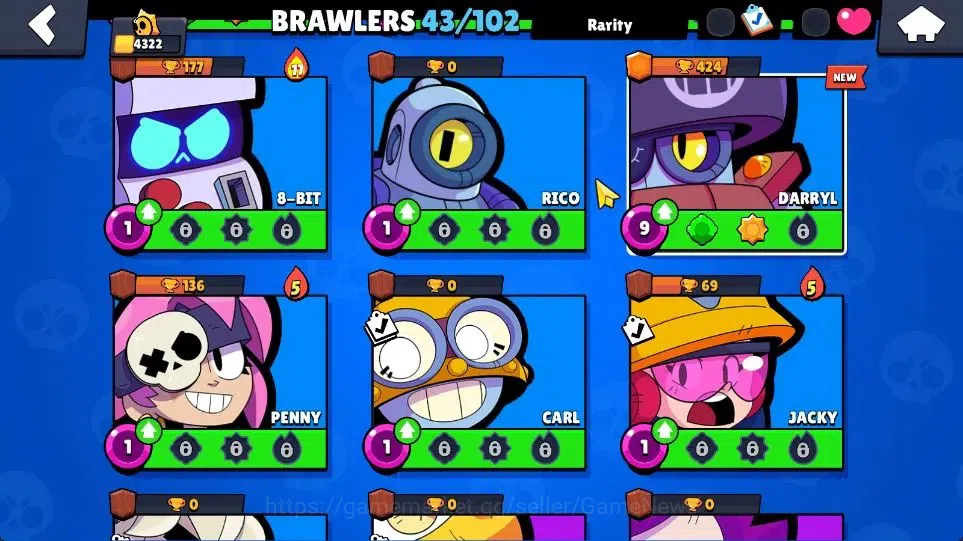 Brawl Stars Accounts 4322 Trophy|7k Bling|43 Brawlers 6 Max Lv |1 Legen image 9