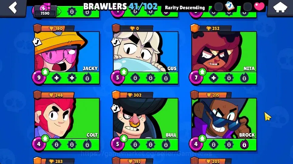 Brawl Stars Accounts 7590 Trophy|42 Brawlers 3 Max|1 Legend [Surge] 10 Myth|2 HyperC[S Gem Rico,S Rico] 1 Myth[HH Shelly 13