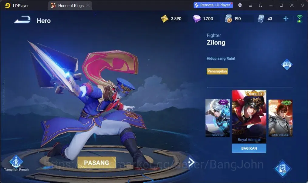 Honor of Kings Accounts Global | 38H 29S | 2 PRECIOUS AoT (Jing, Zhang Fei image 14