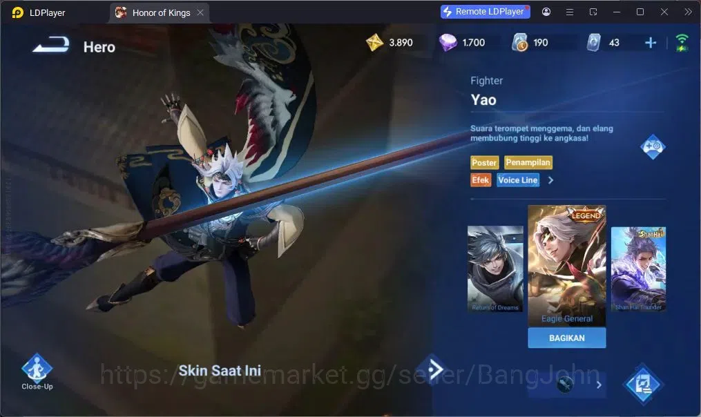 Honor of Kings Accounts Global | 38H 29S | 2 PRECIOUS AoT (Jing, Zhang Fei image 15
