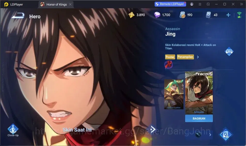 Honor of Kings Accounts Global | 38H 29S | 2 PRECIOUS AoT (Jing, Zhang Fei image 16