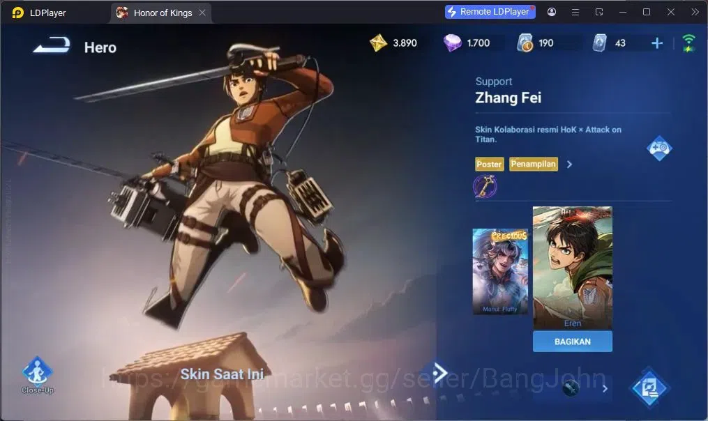Honor of Kings Accounts Global | 38H 29S | 2 PRECIOUS AoT (Jing, Zhang Fei image 17