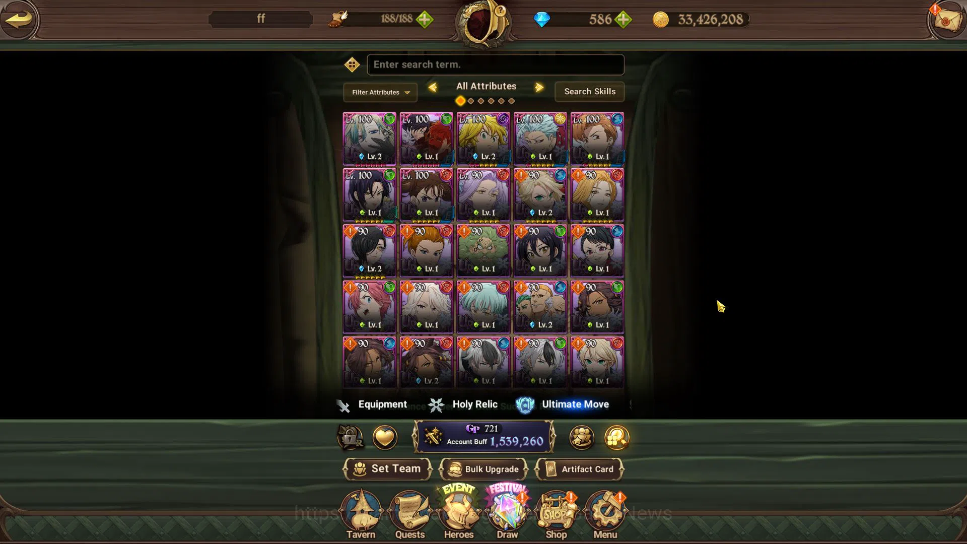 The Seven Deadly Sins: Grand Cross Accounts Asia|1,5M CC|586 DM| 6 UR |Nightmare Salos2/6,Mere image 4
