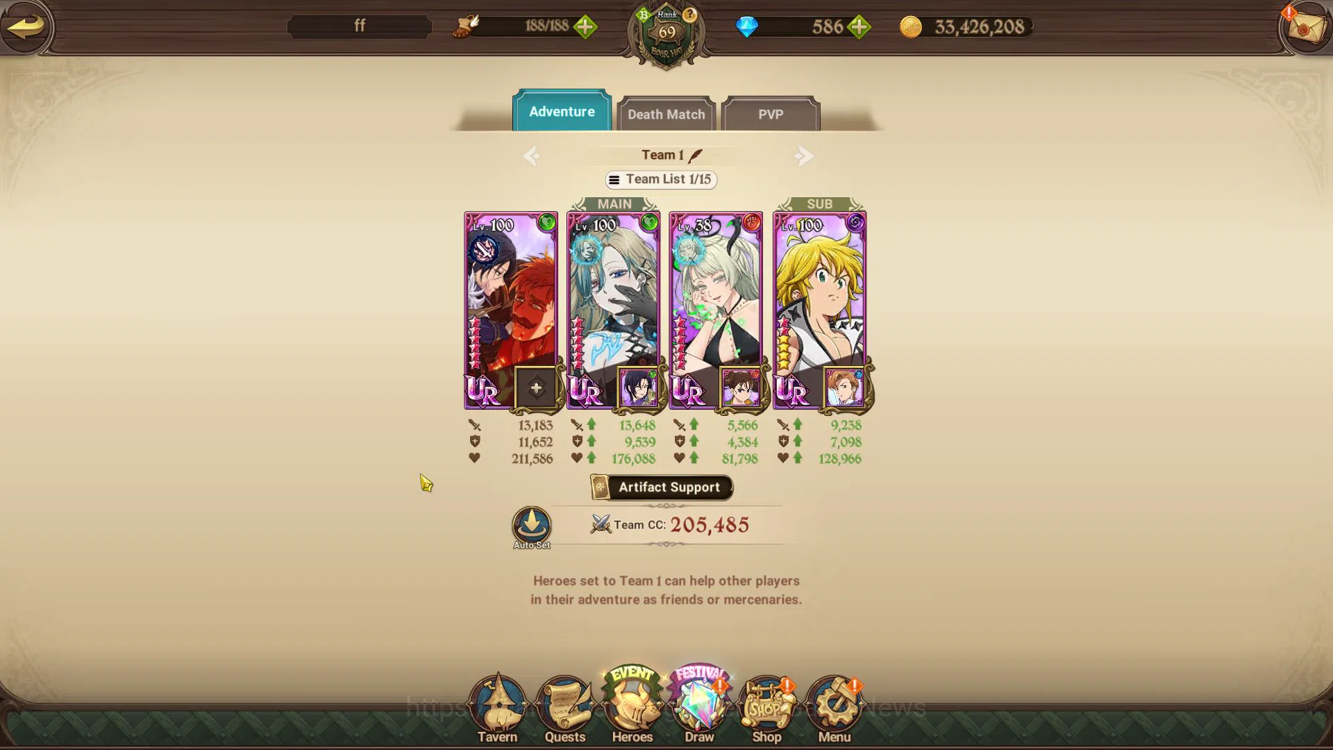 The Seven Deadly Sins: Grand Cross Accounts Asia|1,5M CC|586 DM| 6 UR |Nightmare Salos2/6,Mere image 7
