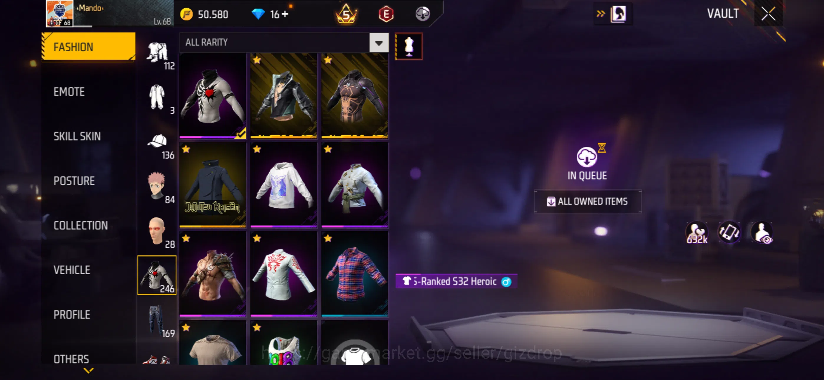 Free Fire Accounts Lvl 68 | 6 evos | 1 maxed mp40 | stacked account   image 2