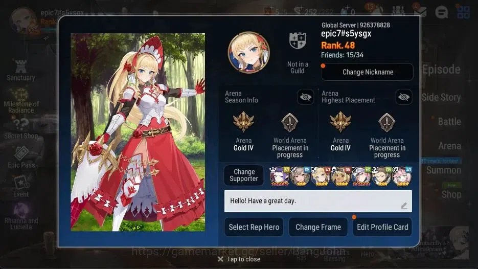 Epic Seven Accounts Global | 3 ML(Empyrean Ilynav,Lone Wolf Peira,Hars image 2