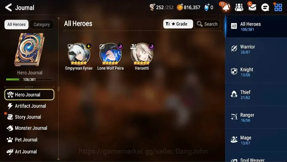 Epic Seven Accounts Global | 3 ML(Empyrean Ilynav,Lone Wolf Peira,Hars image 4