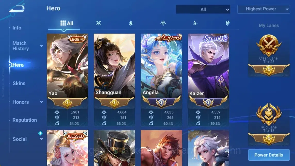 Honor of Kings Accounts Rare Skin Global|133H 238S|Flawless Arli|AOT [Eren]|Blessed Nakoruru|LNY2024 Angela|Legend 3