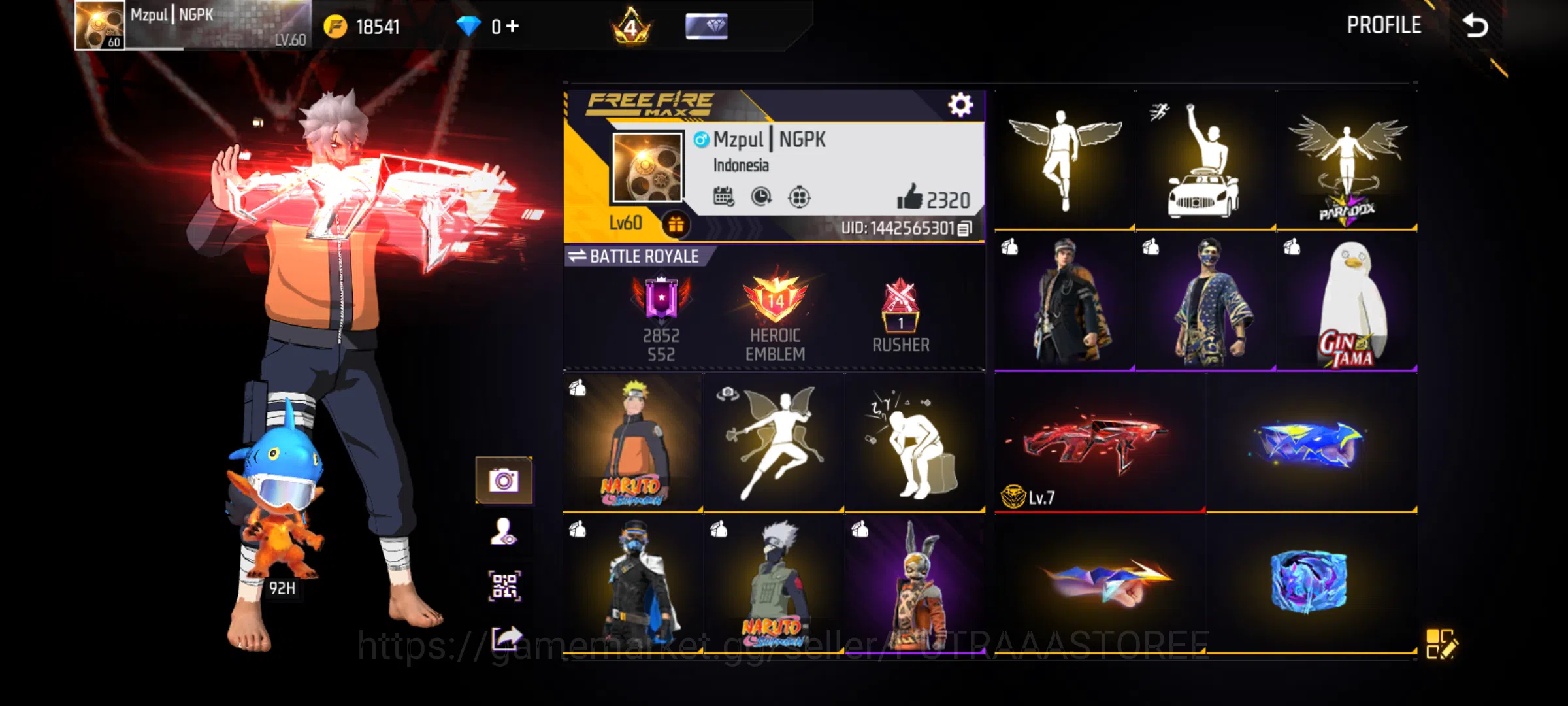 Free Fire Accounts Indonesia | max 1 - bundle naruto 1