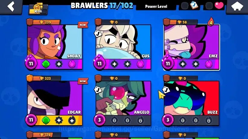Brawl Stars Accounts 1006 Trophy|17 Brawlers 4 Max Lvl [Edgar,Emz,Gus,Shelly] Myth Buzz|1 Epic Skin [Dr Edgar] 2 SR|60 3