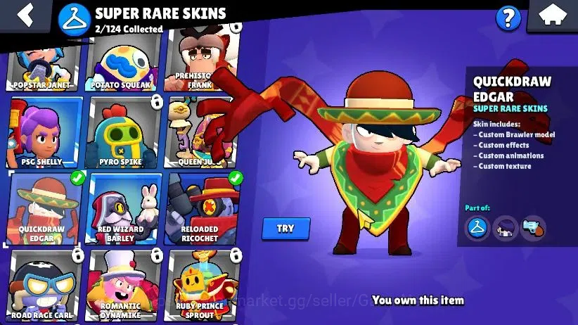 Brawl Stars Accounts 1006 Trophy|17 Brawlers 4 Max Lvl [Edgar,Emz,Gus,Shelly] Myth Buzz|1 Epic Skin [Dr Edgar] 2 SR|60 7