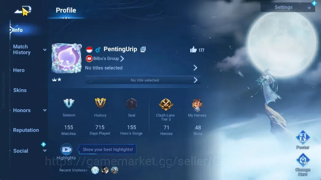 Honor of Kings Accounts Hero71 Skin48|KIC(Luna),Lady Sun(Lady Sun),Shi(LOM image 2