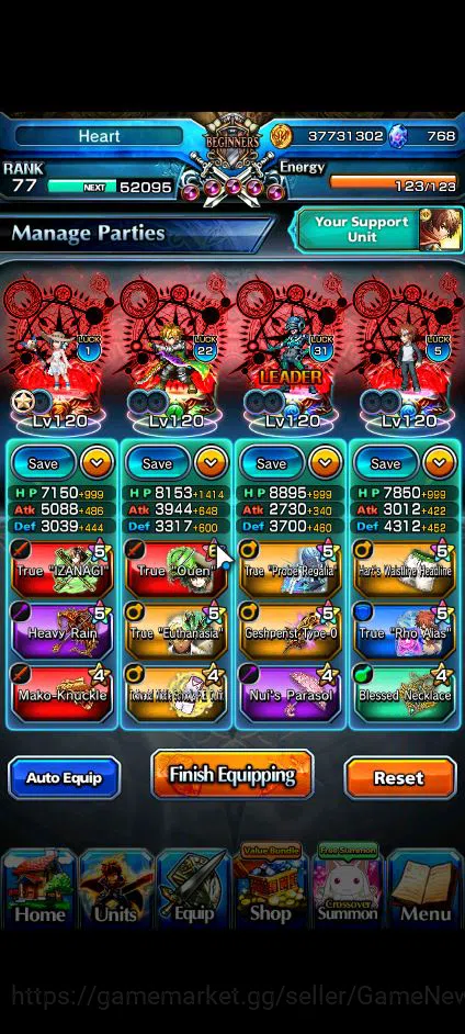Grand Summoners Accounts Mid-Game Global|Rank 77|1 Sp.Art|23 Ascend|InumutaTW,EmiyaTW,S Miyu,FenTW,ChloeTW,UbelTW,Sublime 7