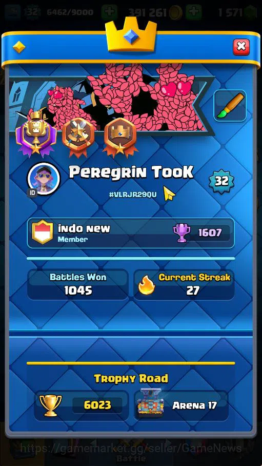 Clash Royale Accounts Starter Lv 32|Trophy 6023|KTL 11|Limited Skin|Card 107| 5 EVO 1 Champ 14 Legendary 33 Epic 30 Rare 29 2