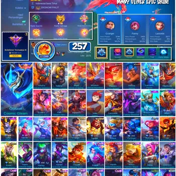 Mobile Legends: Bang Bang Accounts Collector #4308 257 Skins | Gusion Cosmic Gleam (LEGEND) | Khufra Volcanic Overlord