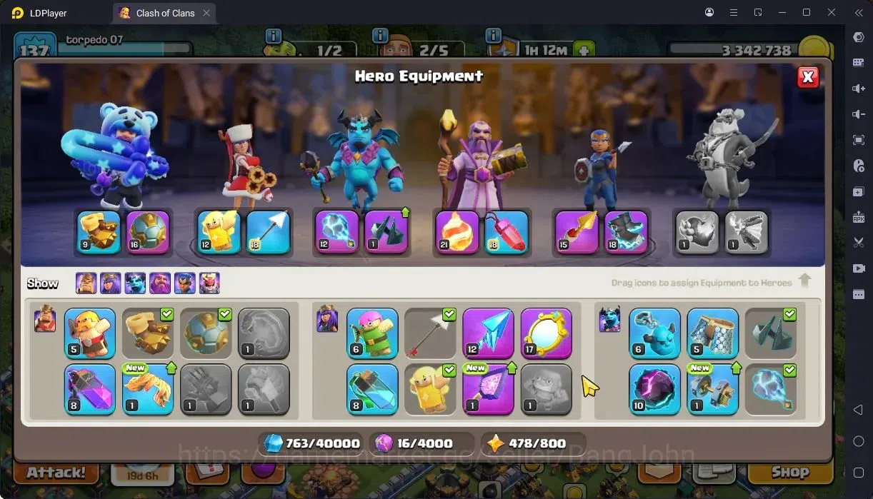 Clash of Clans Accounts High-End TH14-BH8 | LVL143 | BK66,AQ71,MP45,GW51,RC27 | BM12 |3 Legendary & 2 Gold skins | Gem1137 10
