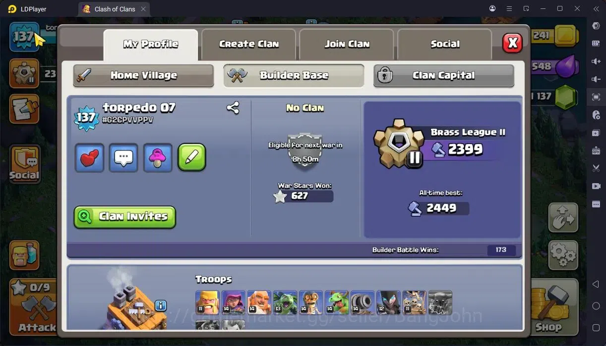 Clash of Clans Accounts High-End TH14-BH8 | LVL143 | BK66,AQ71,MP45,GW51,RC27 | BM12 |3 Legendary & 2 Gold skins | Gem1137 14
