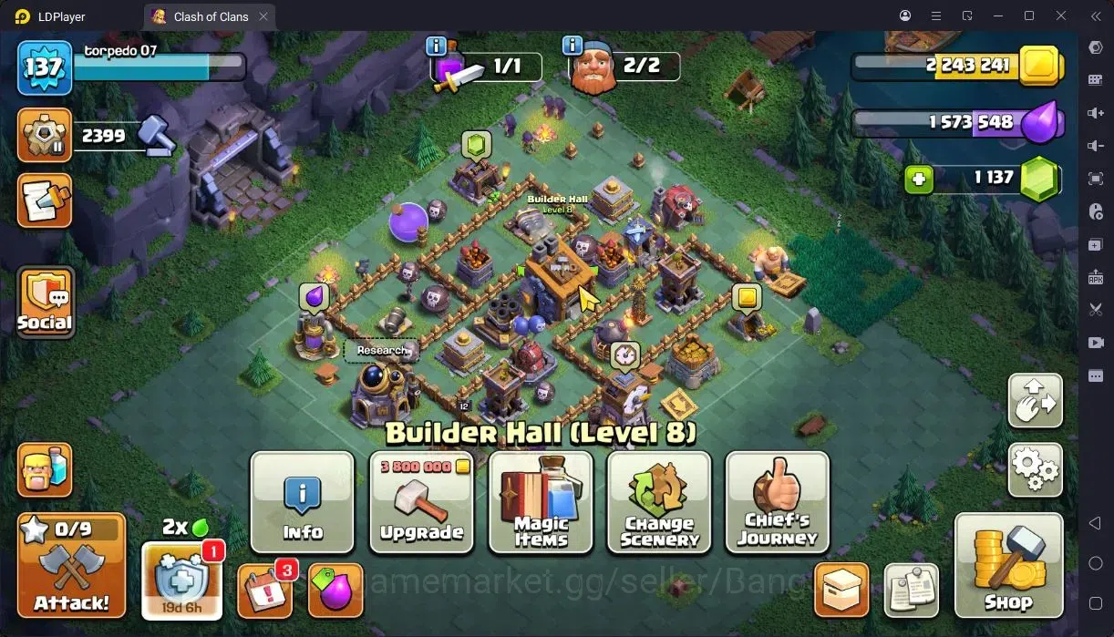 Clash of Clans Accounts High-End TH14-BH8 | LVL143 | BK66,AQ71,MP45,GW51,RC27 | BM12 |3 Legendary & 2 Gold skins | Gem1137 16