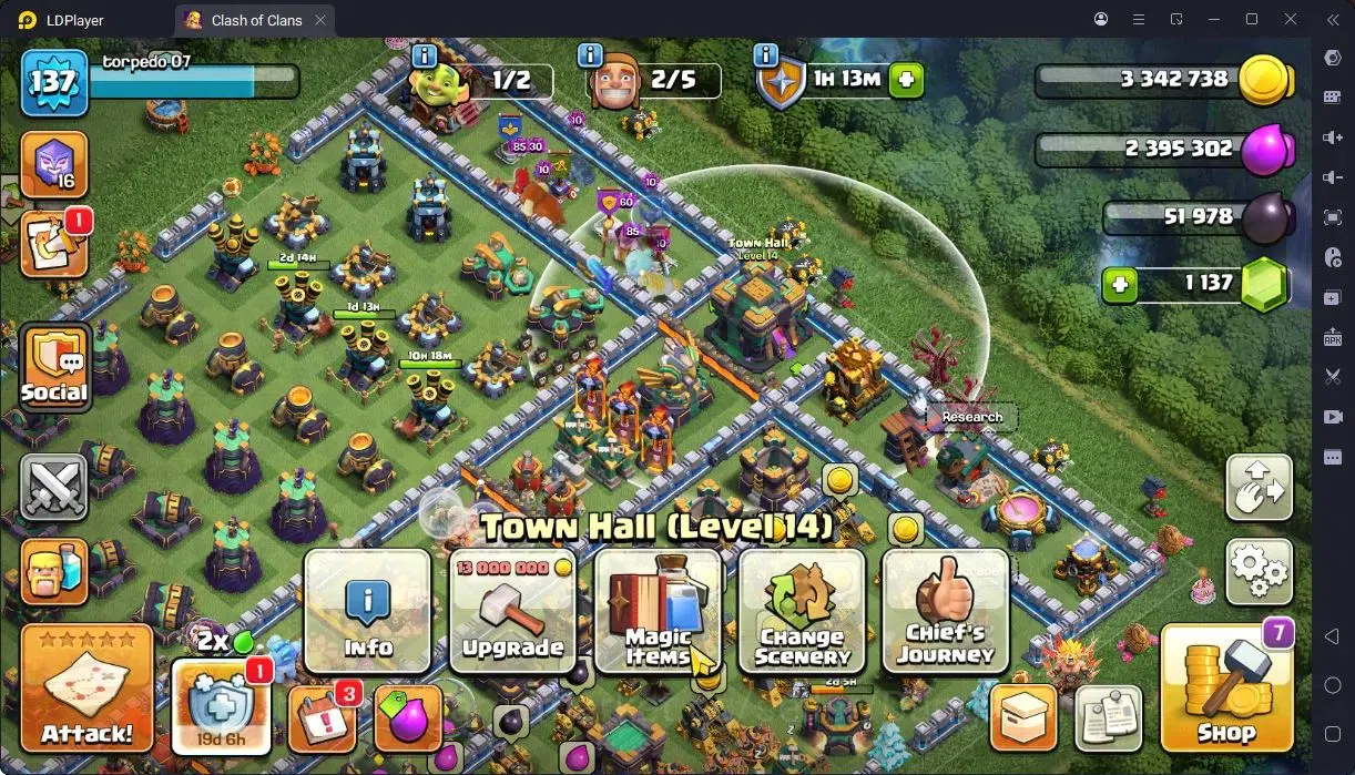 Clash of Clans Accounts High-End TH14-BH8 | LVL143 | BK66,AQ71,MP45,GW51,RC27 | BM12 |3 Legendary & 2 Gold skins | Gem1137 4