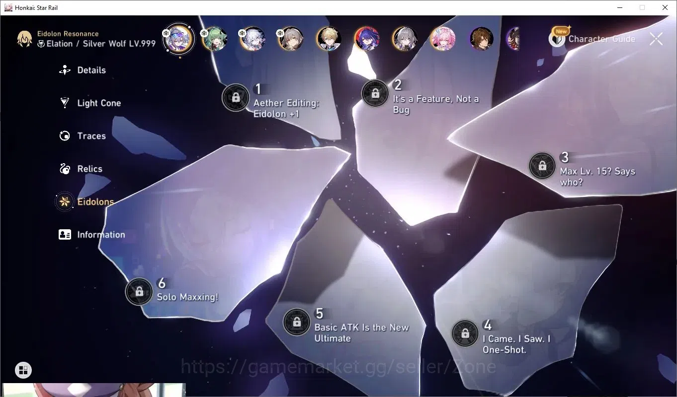 Honkai Star Rail Accounts End Game ASIA|Silver Wolf Lv60 E1|Huohuo Lv60|Yao Guang Lv60|Lucy Lv60|7 Star Rail Pass|1044 7