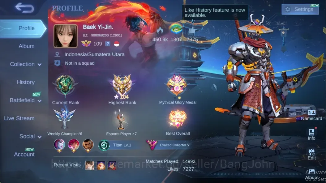 Mobile Legends: Bang Bang Accounts Collector Global|320S|Exalted|CC Yss Natalia,Hxh Harith,PRIME Claude,LuckyBox Franco Chou 1