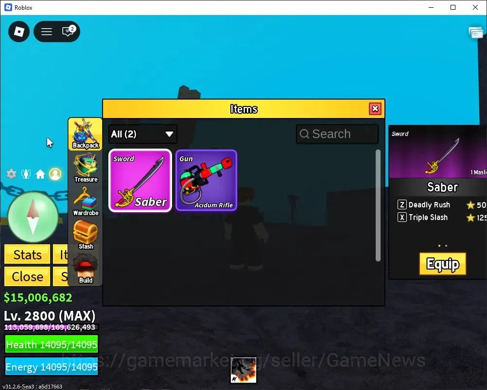 Roblox Accounts Blox Fruit|Lv 2800|Dragon Talon|15M Beli 15K Frag|1 Legend Wp [Saber]|1 Myth Fruit [Shadow] & 2 Legend|Human 2