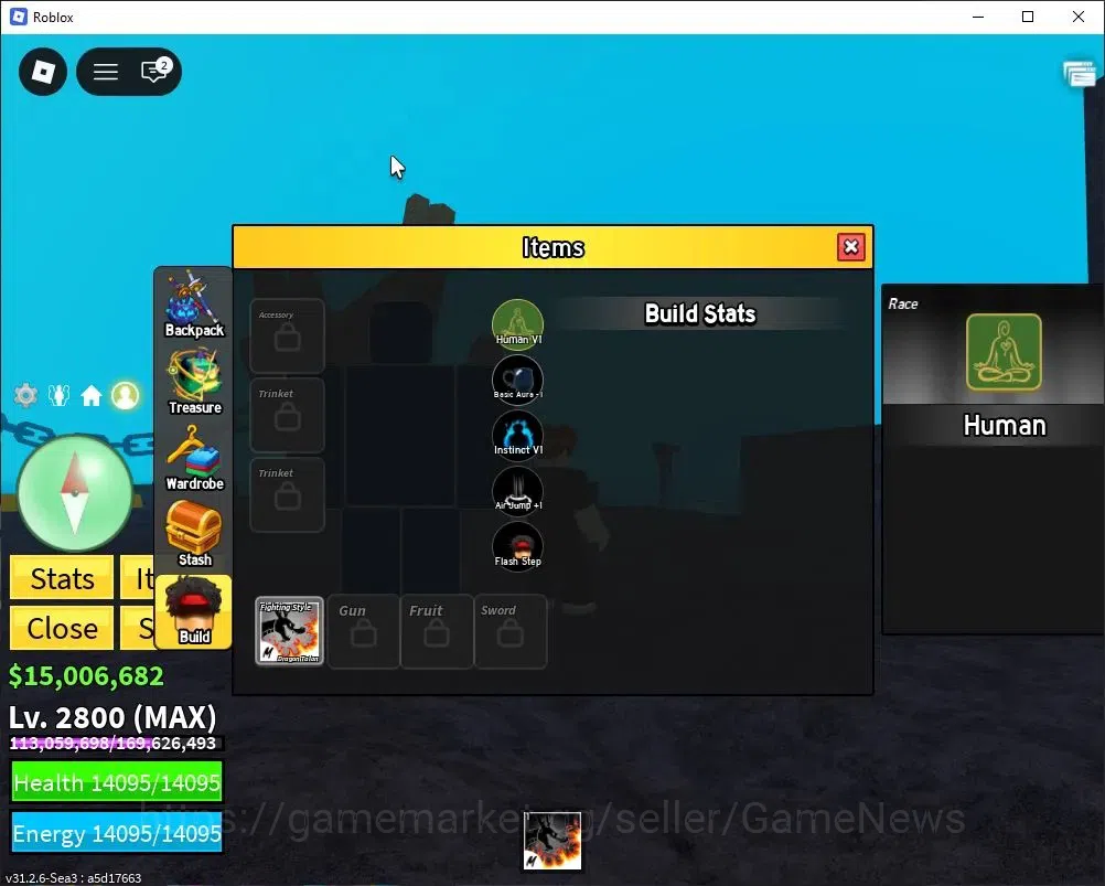 Roblox Accounts Blox Fruit|Lv 2800|Dragon Talon|15M Beli 15K Frag|1 Legend Wp [Saber]|1 Myth Fruit [Shadow] & 2 Legend|Human 6
