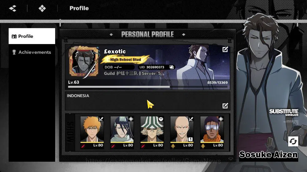 BLEACH: Soul Resonance Accounts NuverseSEA|END Lv63|7 SSR[(IkkakuB1,Aizen,Ichigo,U image 1