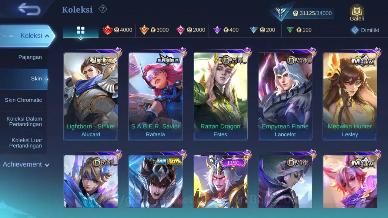Mobile Legends: Bang Bang Accounts GLOBAL Hero 99 Skin 168 | Luckybox Gatot | Dtamer image 3