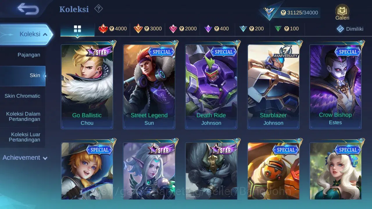 Mobile Legends: Bang Bang Accounts GLOBAL Hero 99 Skin 168 | Luckybox Gatot | Dtamer image 6