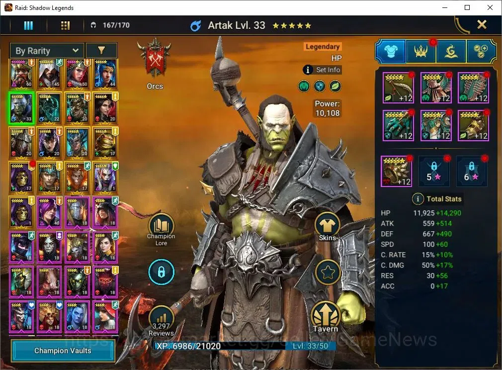 Raid: Shadow Legends Accounts Mid-Game Lv 30|814K Power|17 7
