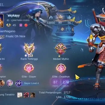 Mobile Legends: Bang Bang Accounts Collector Hero 87|Skin 178|2 Acc Server Normal|High Immo 113|Collector Yi Sun-Shin,Kof