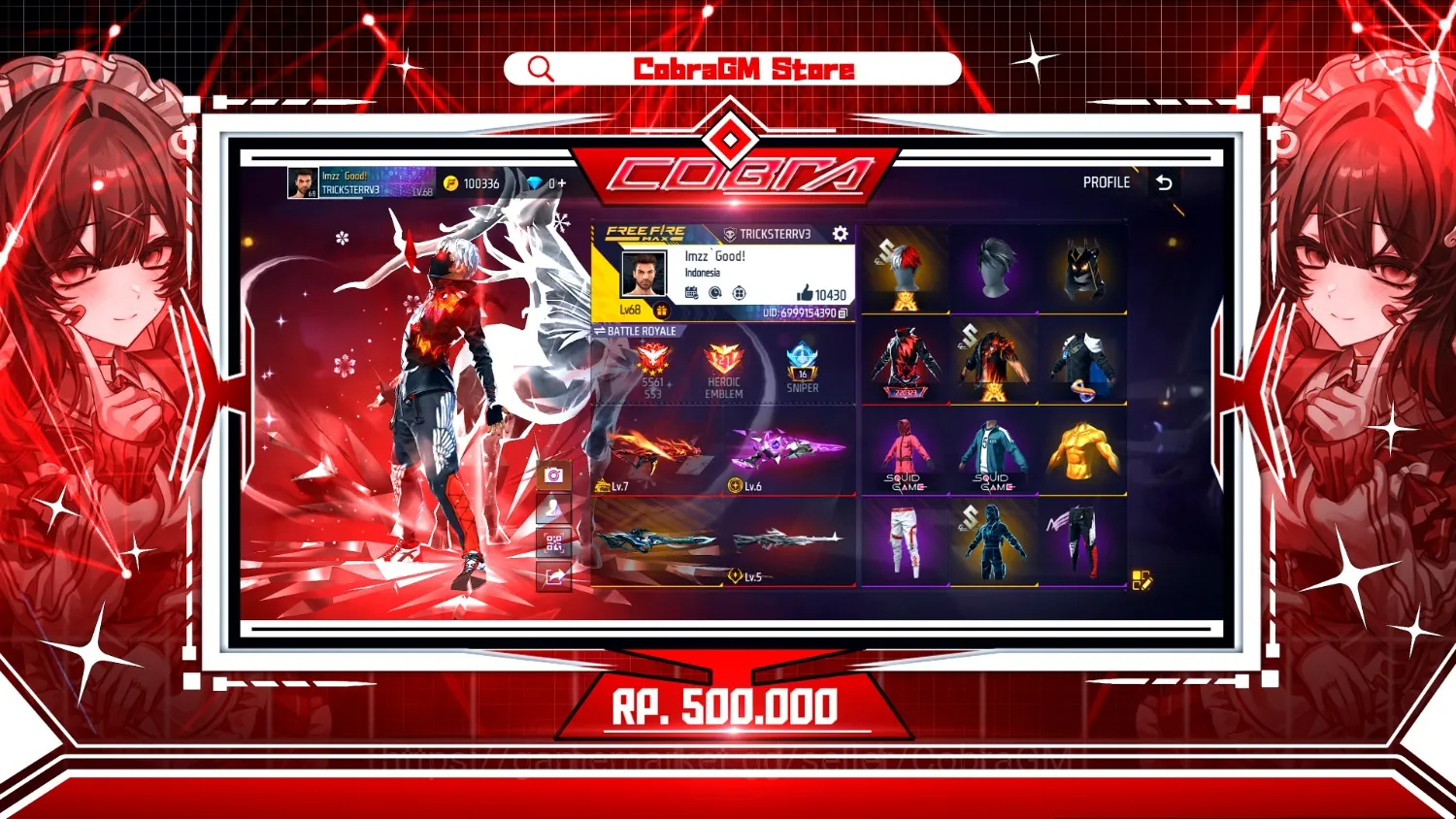 Free Fire Accounts Akun Free Fire Vault 333 | Evo 5 Max 2 | Dreamspace | Squid Game | Jenggot Neon | Jordan | Angel 1