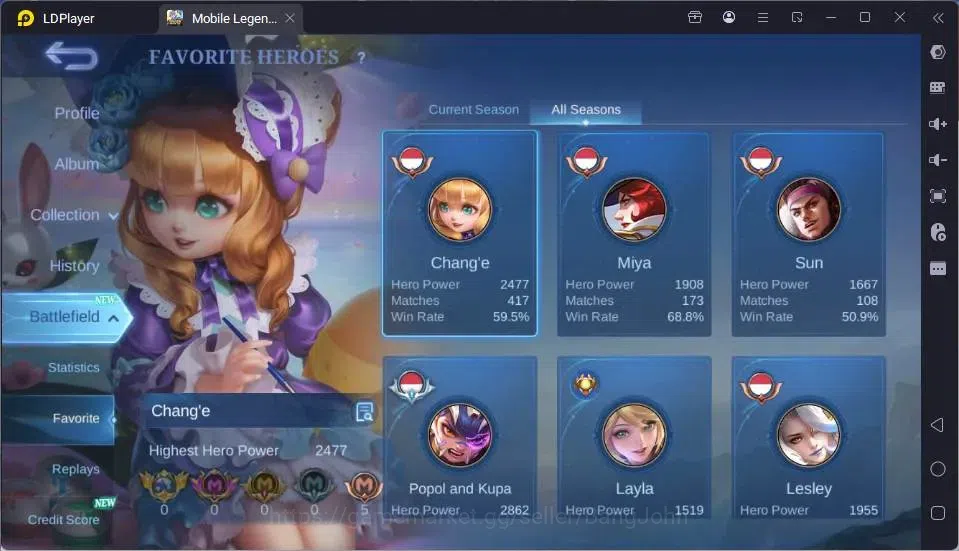 Mobile Legends: Bang Bang Accounts GLOBAL Hero 85 Skin 143 |Covenant Lesly|Dtamer[Val image 11