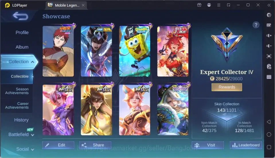 Mobile Legends: Bang Bang Accounts GLOBAL Hero 85 Skin 143 |Covenant Lesly|Dtamer[Val image 13