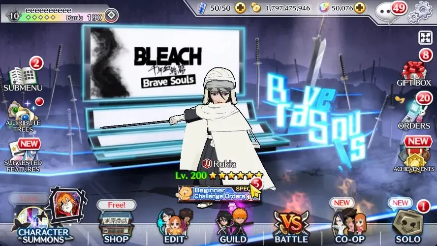 Bleach: Brave Souls Accounts High-End Global|690K BP+50K Orb|EndGame|2K PS+5K BS,6K PremAccTicket|Ulquiorra,Grimmjow 1