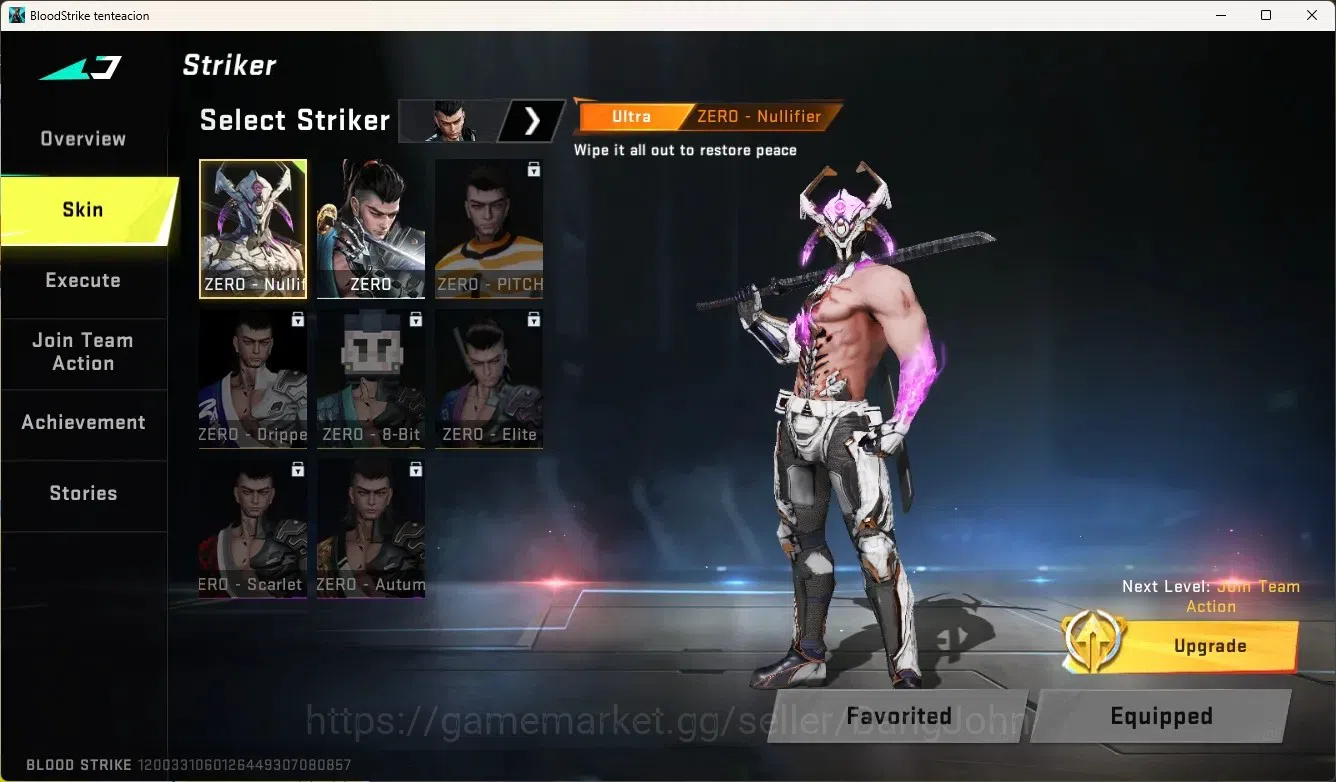 Blood Strike Accounts Others ASIA | Ultra Striker Zero - Nullifier | 1 Name-Changing Card |Check SS BS1967B 4
