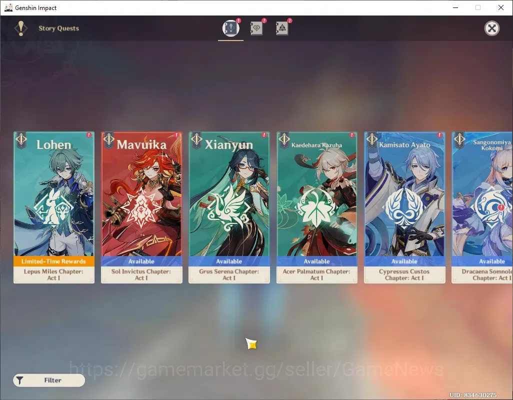 Genshin Impact Accounts ASIA|AR 50|Rate On|4 Limited + 2 (*5 Weapon)|Mavui image 18