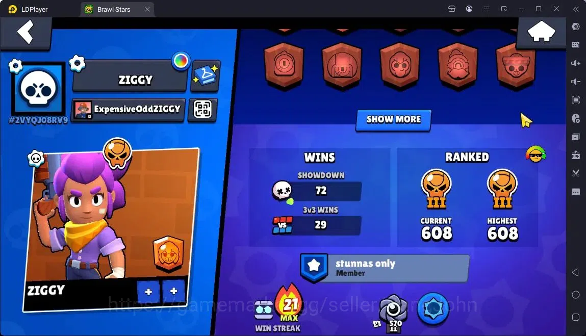 Brawl Stars Accounts Global | 19 Brawler|2 Max Hypercharge(8-BIT,EMZ)|5100 Bling+10 Gems|Skin 1 Mythic,1 Epic,1 Rare 3