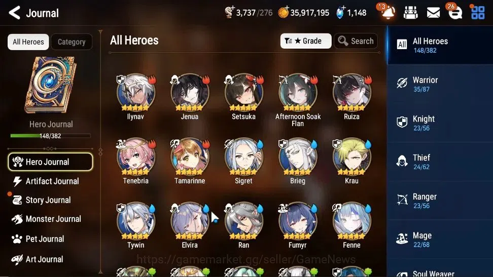 Epic Seven Accounts High-End GLOBAL UnVerif|NewEra|6 ML(NM Luna,EIlynav,DK 5