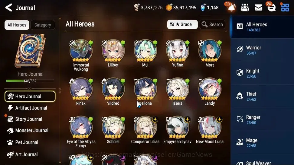 Epic Seven Accounts High-End GLOBAL UnVerif|NewEra|6 ML(NM Luna,EIlynav,DK 6