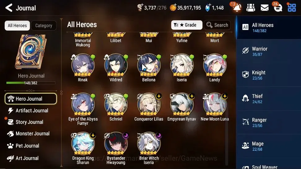 Epic Seven Accounts High-End GLOBAL UnVerif|NewEra|6 ML(NM Luna,EIlynav,DK 7